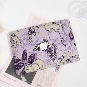 Vintage Purple Butterfly MacBook Case Protective Cover for MacBook Pro 13/14/15/16, MacBook Air 13, Hard Shell Case for MacBook Laptop