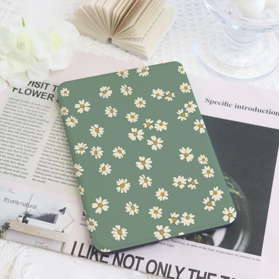 White Daisy Kindle Custom Case With Hand Strap for Paperwhite 1/2/3/4 ...