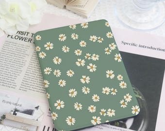 White Daisy Kindle Custom Case With Hand Strap For Paperwhite 1/2/3/4,Kindle 2022,Kindle 10th 11th Gen,Colorsoft Cover,kindle 11th Gen