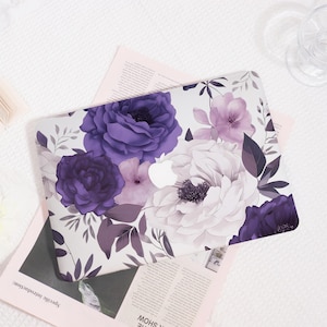 Purple Floral Print MacBook Case, Protective Hard Shell Cover for MacBook Air 13, MacBook Pro 13/14/15/16, Adorable Laptop Case for Her