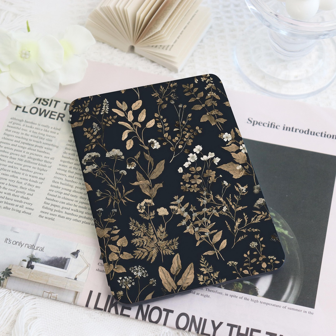 Golden Floral Leaf Kindle Case Custom for Paperwhite 1/2/3/4 With Auto ...