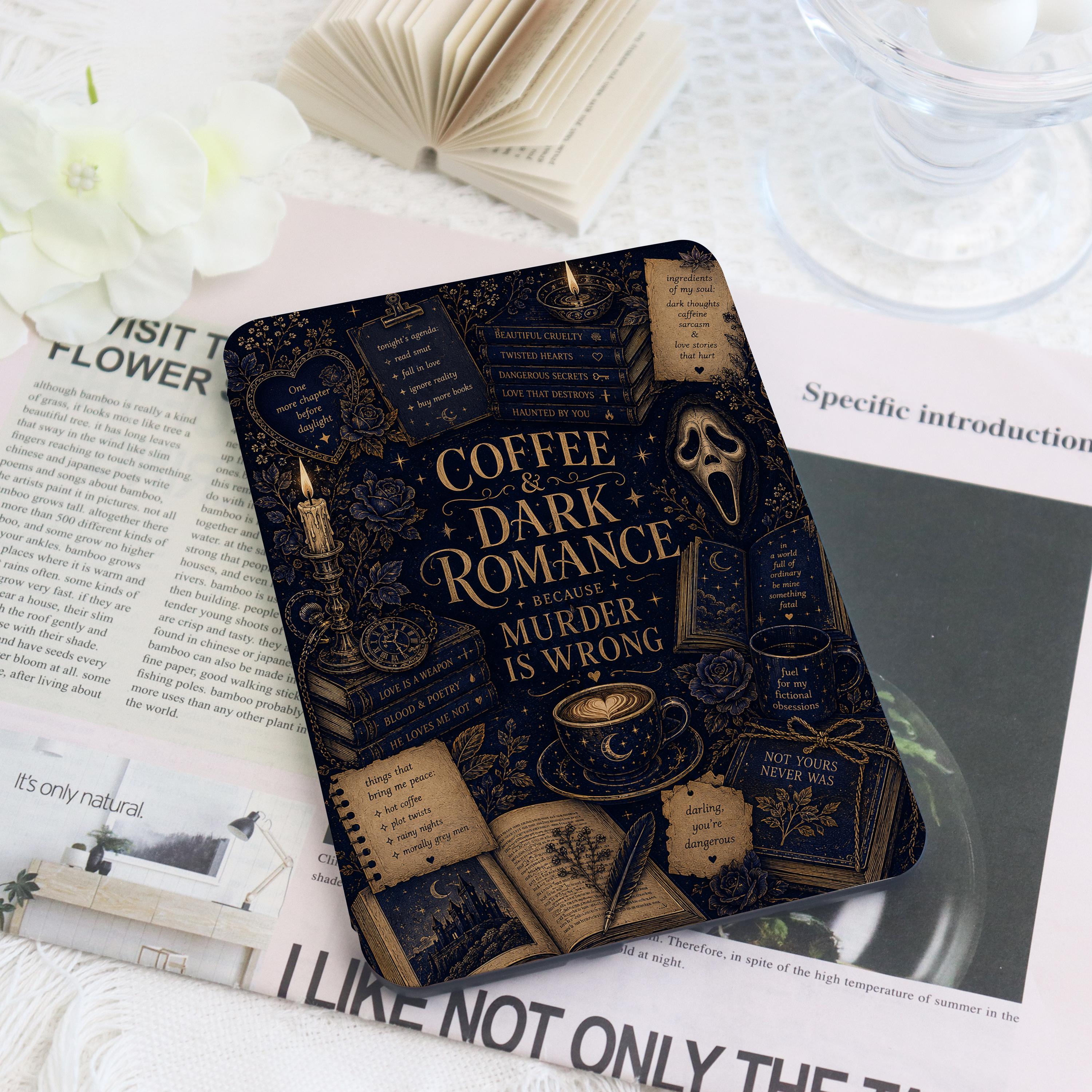 Dark Romance Bookish Kindle Case with Hand Strap, Gothic E-Reader Cover for Paperwhite 12th/11th Gen, Colorsoft, Kobo Clara Reader Gift
