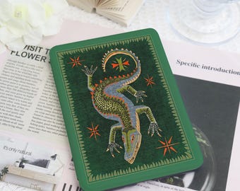 Mid Century Lizard Kindle & Kobo Case with Hand Strap, Southwestern Gecko E-Reader Cover For Paperwhite 12th Gen, Kobo Clara, Bookish Gift