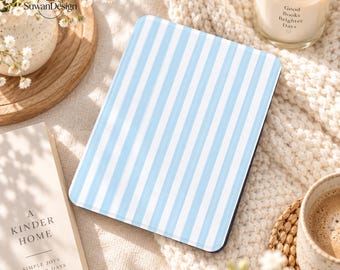 Custom Pastel Blue Stripes Kindle & Kobo Case with Auto Wake/Sleep, Cover for Kindle Paperwhite 12th 7", Kobo Clara 2E 6", Personalized Gift