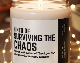 Coworker Gift Chaos Funny Candle Besties Gifts  Keepsake Birthday Sarcastic Therapy Work Friend Gag Gift Office Girl Christmas New Job Work