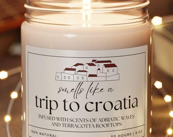Croatia Candle Trip Reveal Surprise Vacation Croatian Gifts Birthday Christmas Wedding Anniversary Gift Traveler Dubrovnik Split Cruise