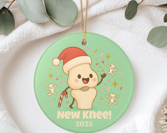 Adorno de rodilla nuevo, regalo de recuperación tras cirugía de reemplazo de LCA, recuerdo biónico, pronta recuperación, divertido para fiestas navideñas, compañero de trabajo, relleno de calcetín.