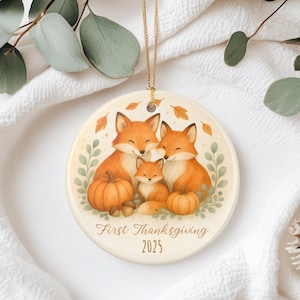 First Thanksgiving Custom Year Fall Tree Woodland Ornament Personalized Baby New Mom Gift Christmas Newborn Holiday Couple Keepsake Xmas