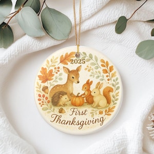 First Thanksgiving Custom Year Fall Tree Woodland Ornament Personalized Baby New Mom Gift Christmas Newborn Holiday Couple Keepsake Xmas