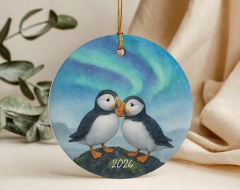Iceland Ornament Gifts Christmas Trip Reveal Surprise Vacation Icelandic Gift Birthday Anniversary Traveler Keepsake Reykjavik Puffin Aurora
