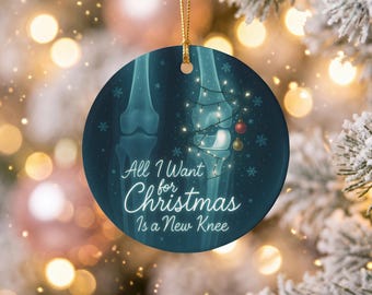 Nieuw knieornament, cadeau voor herstel na een knieprothese-operatie, bionisch aandenken, beterschapswens, grappig kerstfeestje, collega-cadeautje voor in de kerstsok