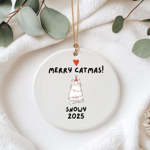 Personalized Cat Ornament Custom Christmas Merry Catmas Santa Gift Cat Mom Dad Person Keepsake Quirky Funny Cat Gift Ideas Gotcha Day Gifts