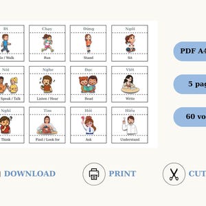 60 cartes-éclair sur les verbes courants | Téléchargement numérique