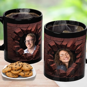 Custom Photo Mug Wrap: 3D Cracked Wall Sublimation Design (Digital Download)