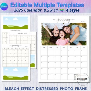 Editable 2025 Photo Calendar Template – Custom Canva Design – Blank Calendar – PLR DIY Calendar Template