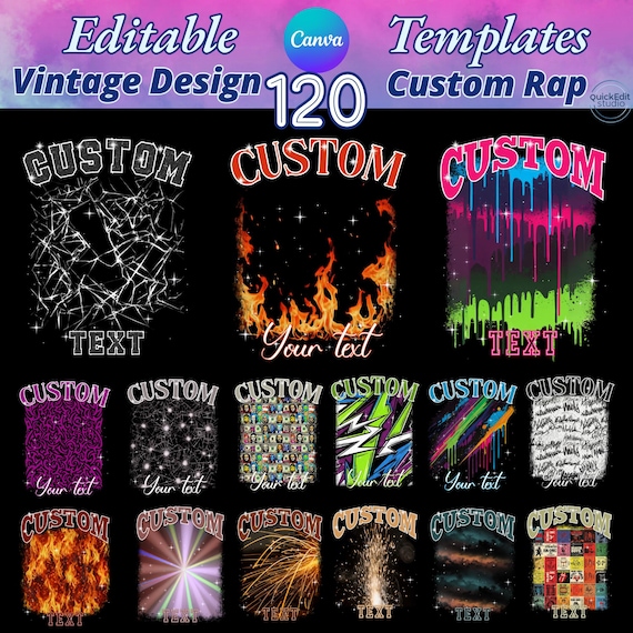 Retro 90s Rap Tee Template: Editable Custom Design Canva T-Shirt Template