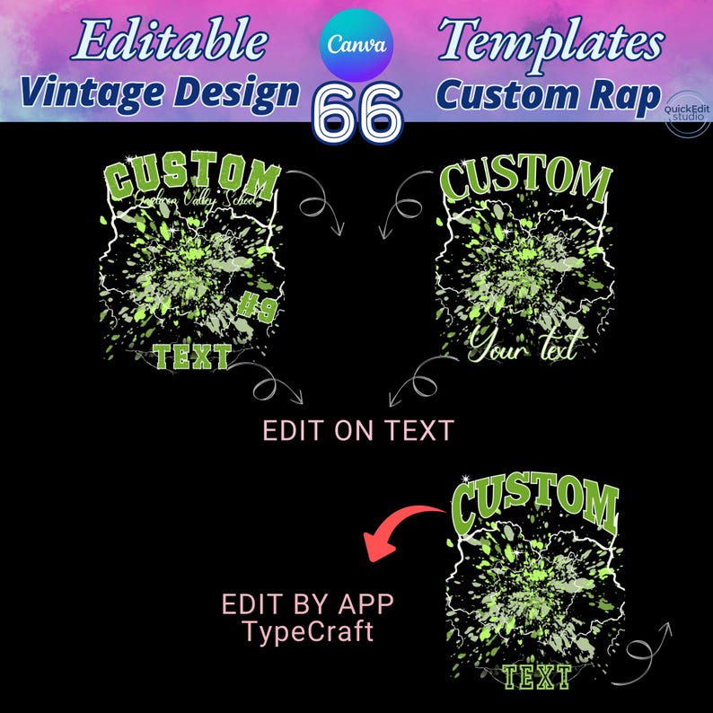 Mega bundle of 66 editable Canva templates for 90s bootleg rap tees. Features high-quality SVG textures with distressed and lightning effects. Fully customizable backgrounds where you can change colors and resize without losing quality. Perfect for DIY vintage shirt designs, graduation 2025 gifts, and professional DTF or sublimation printing. Includes 22 color options and 3 vintage font styles for authentic retro aesthetic.