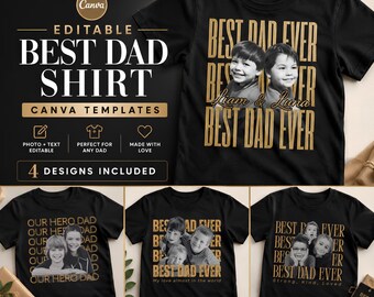 Modello Canva per maglietta personalizzata per papà, maglietta con foto del papà, regalo personalizzato