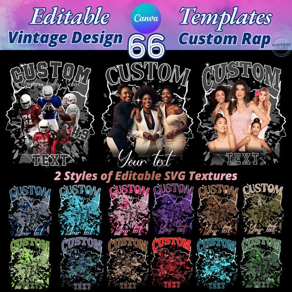 SVG 90s Bootleg Shirt Template Bundle, Editable Canva Designs, Vintage Rap Tee, DTF Sublimation