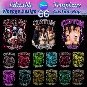 Editable Canva Bootleg Rap Tee Template: 90s Retro Design (Digital Download)