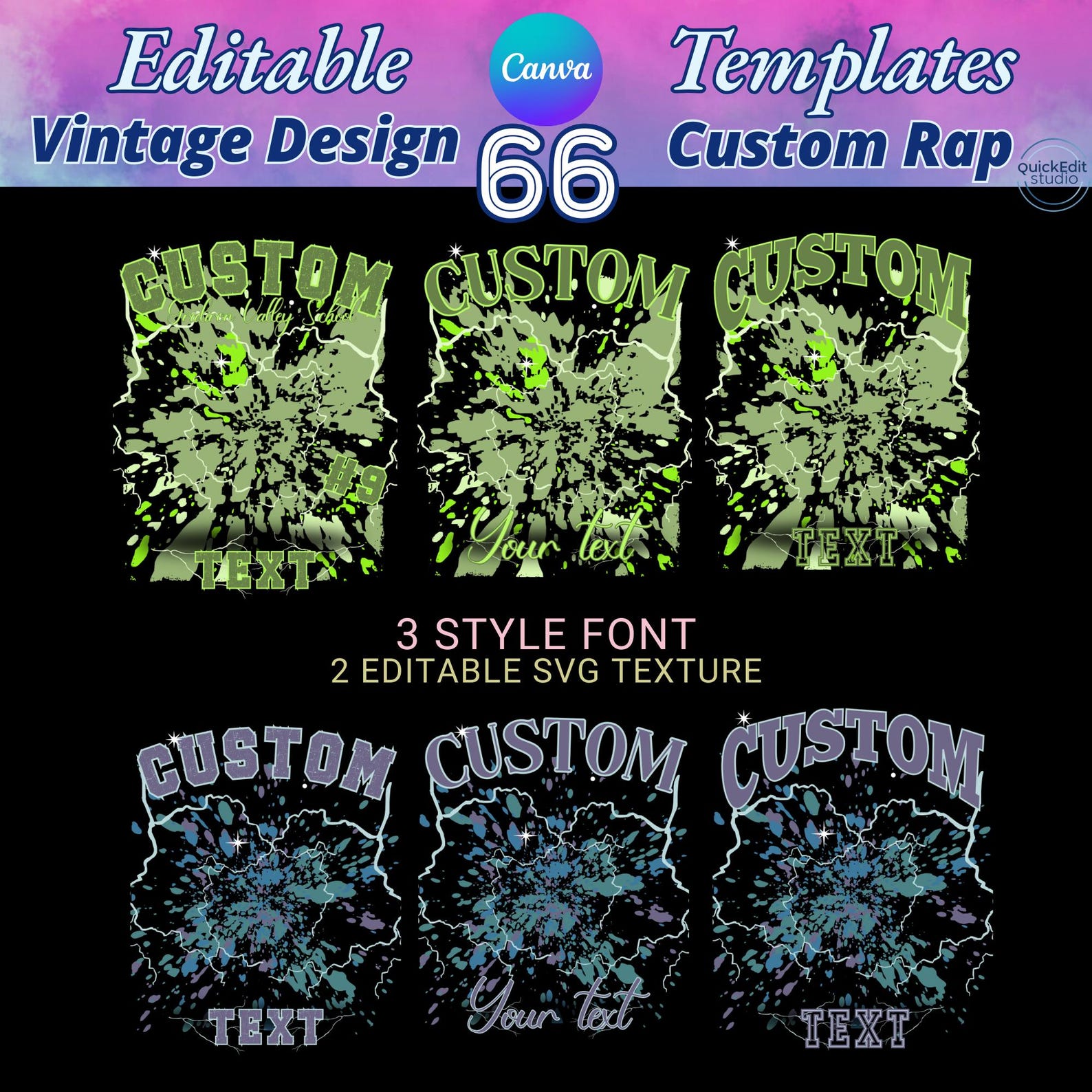 SVG 90s Bootleg Shirt Template Bundle, Editable Canva Designs, Vintage