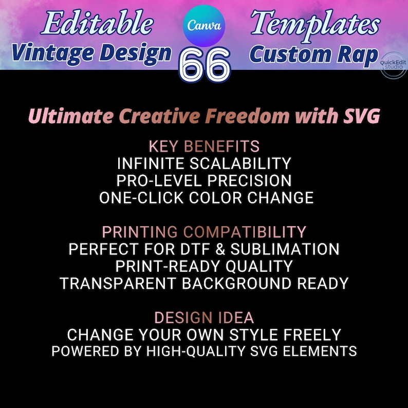 Mega bundle of 66 editable Canva templates for 90s bootleg rap tees. Features high-quality SVG textures with distressed and lightning effects. Fully customizable backgrounds where you can change colors and resize without losing quality. Perfect for DIY vintage shirt designs, graduation 2025 gifts, and professional DTF or sublimation printing. Includes 22 color options and 3 vintage font styles for authentic retro aesthetic.