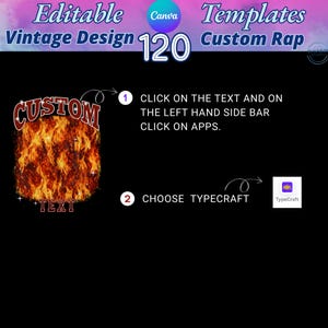 Editable Canva Templates Bundle featuring 120 vintage and custom rap design layouts. Includes retro fire, shattered glass, neon drip, and abstract background styles perfect for t-shirt design, album cover, and printable graphics. High-quality editable vintage design templates for Canva, easy to customize with your own text. Ideal for digital creators, clothing brands, and Etsy sellers seeking trendy editable designs.  Personalized - Holiday Gifts