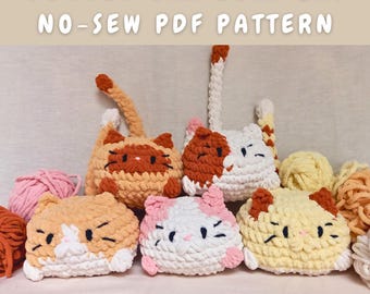 No-sew Crochet Cat 5in1 Loaf Cat, Amigurumi Cat Bun, Crochet kitten, Pattern Bundle, PDF files in English Deutsch Français Español Português