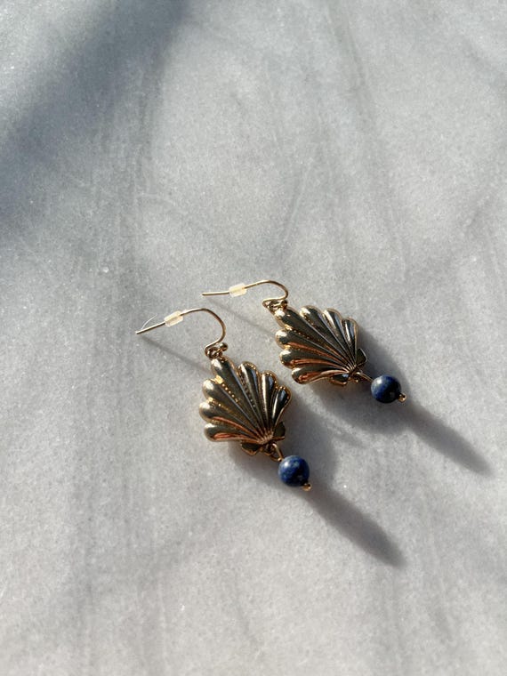 Goldene Boho-Ohrringe Muschel-Design – Strandschmuck, Ohrstecker, 3x2,5 Cm, Geschenk Für Frauen