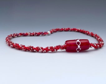 Choker Handmade Glass Bead in Red