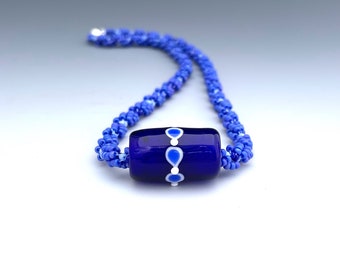 Choker Handmade Glass Bead in Blue