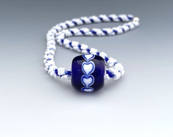 Choker Handmade Glass Bead in Blue and White