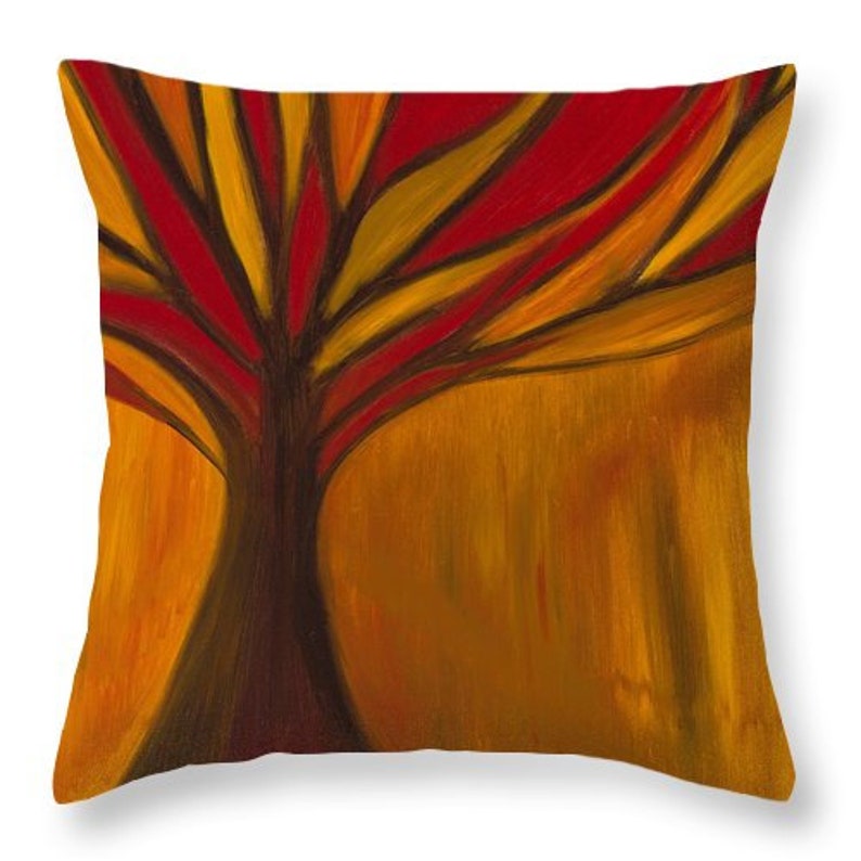 Fire Tree of Forgiveness Throw Pillow CoverEnergy of ForgivenessOriginal Art Throw Pillow CoverDouble Sided Print