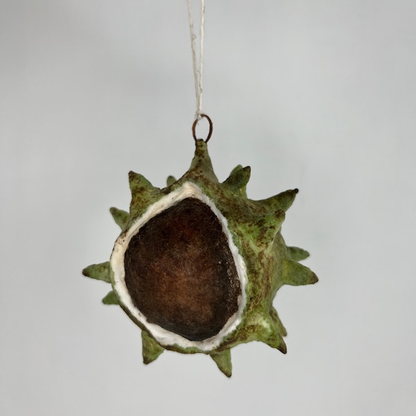 READY TO SHIP Spun Cotton Chestnut Autumn Fall Vintage look Ornament by Brusja Natalja Fjodorova