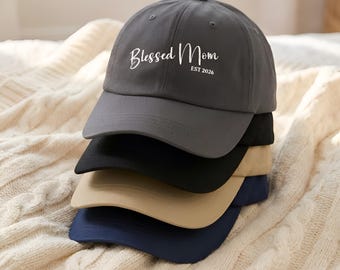 Blessed Mom dad cap | Script embroidered baseball hat