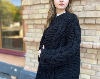 Кардиган вязанный, Кардиган полузерстяной, кофта, свитер, ручная работа