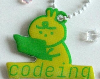 Coding "Codeing" Puffy Keychain Charm | Double-sided