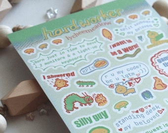 Funny Hardworker Gamer Coder Programmer Software Engineer Tech Sticker Sheet | Waterproof
