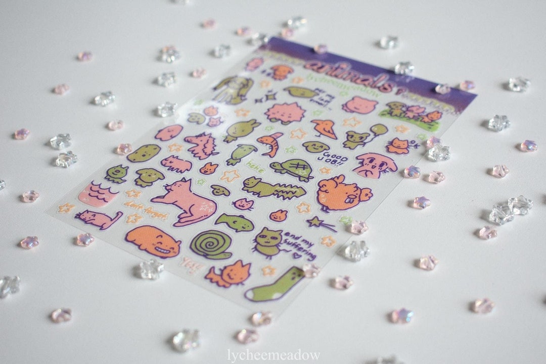 Silly Cute Funny Animals Clear Sticker Sheet | Water Resistant - Etsy