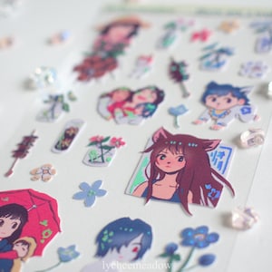 PREORDEN / Hoja de pegatinas holográficas brillantes de Wolf Children Ame to Yuki / Resistente al agua