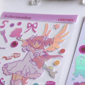 Madoka Magica Shiny Holographic Sticker Sheet | Waterproof