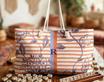 Bolso de mano personalizado para Mahjong, bolso grande con monograma floral personalizado, bolso para fichas de Mahjong, bolso de viaje para Mahjong, bolso XL para noche de juegos, regalo para Mahjong