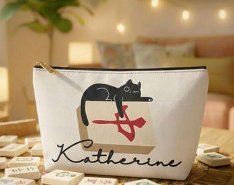 Custom Mahjong Tile Bag Women Mahj Gift, Monogram Accessory Pouch, Personalized Mah jong Gift, Monogrammed Mahjong Travel Pouch Accessories