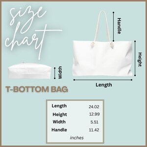 May include: A white T-bottom bag size chart with text labels for handle, height, length, and width. The chart displays dimensions in inches: length 24.02, height 12.99, width 5.51, and handle 11.42. The bag is shown from front and bottom views.