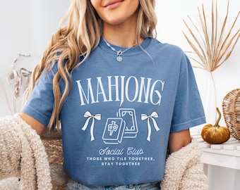 Camiseta de Mahjong del Club Social Mahjong, regalo divertido para los amantes del Mahjong, camiseta para la noche de juegos de mesa para ella, camiseta de Mahj, regalo para jugadores de Mahjong