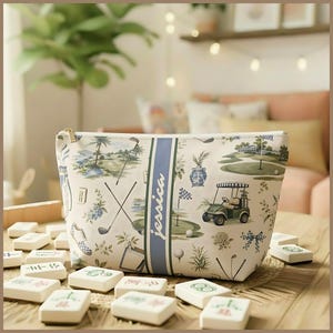 Personalized Mahjong Tile Bag Women Mahj Gift, Monogram Bag Mahjong Accessory, Golf Lover Custom Mah jong Gift, Mahjong Travel Pouch Bag