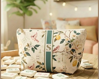 Personlig Mahjong-kakelväska för kvinnor, Mahj-present, monogramväska, Mahjong-tillbehör, anpassad Mahjong-present, namngivna Mahjong-resefodraltillbehör