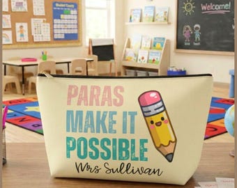 Personlig pennpåse för lärare, presentpåse för lärare, dragkedja för lärarassistent, present till skolpersonal, pennpåse för paraprofessionell lärare