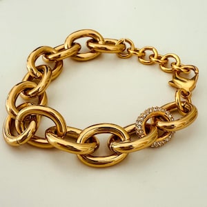 Chunky Chain Link Bracelet, Gold Chain Bracelet, Oversized Stacking Bracelet, Large Bangles for Women, Bold Gold Jewelry, Statement Jewelry