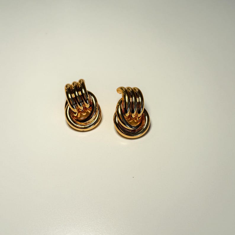 Mini Knot 24k Gold Earrings, Large Knot Earrings, Bold Drop Earrings, Gift For Her, Chunky 24k Gold Statement Jewelry, Vintage 90's Studs bild 7